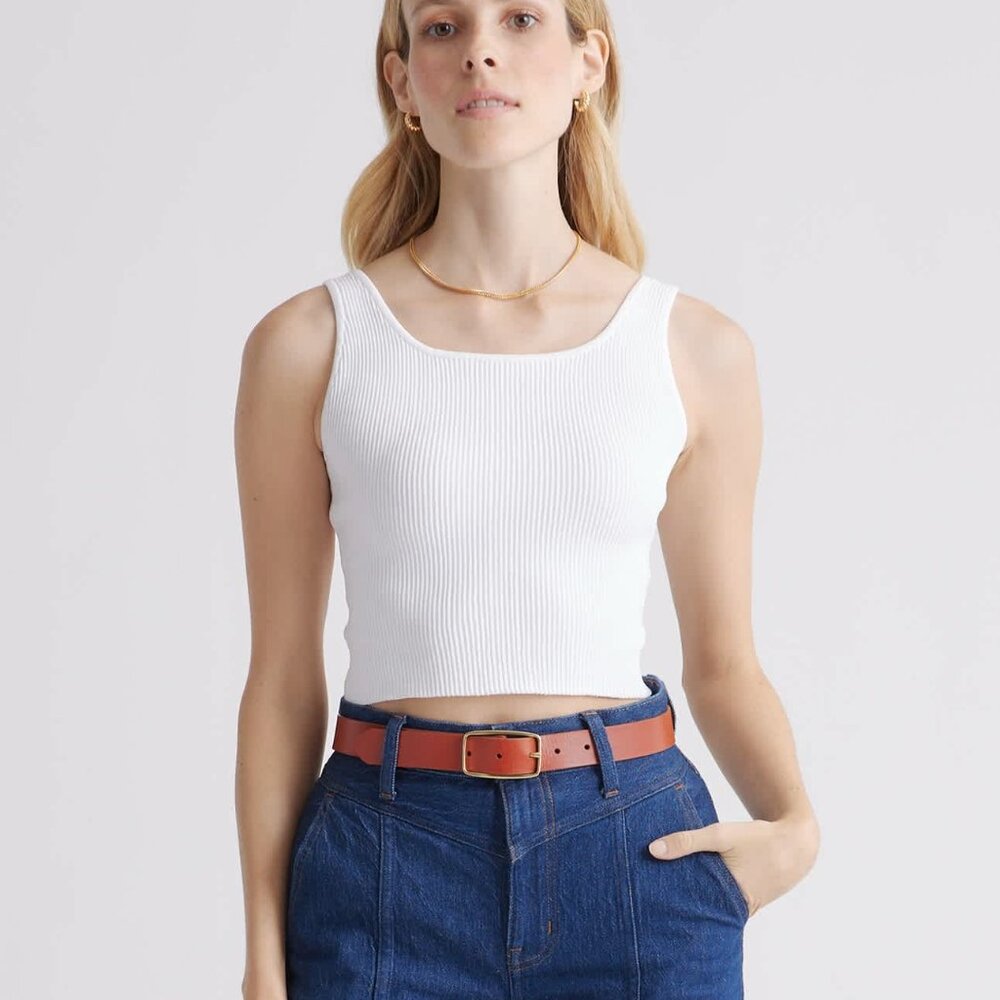 *Out of stock online* Quince Cropped Square Neck Ribbed Tank | M | NWT